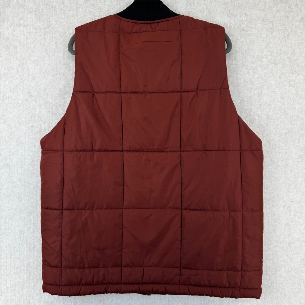 Weatherproof Vintage Mens Quilted Puffer Vest Burgundy Red Fleece Lined Large - Picture 2 of 7